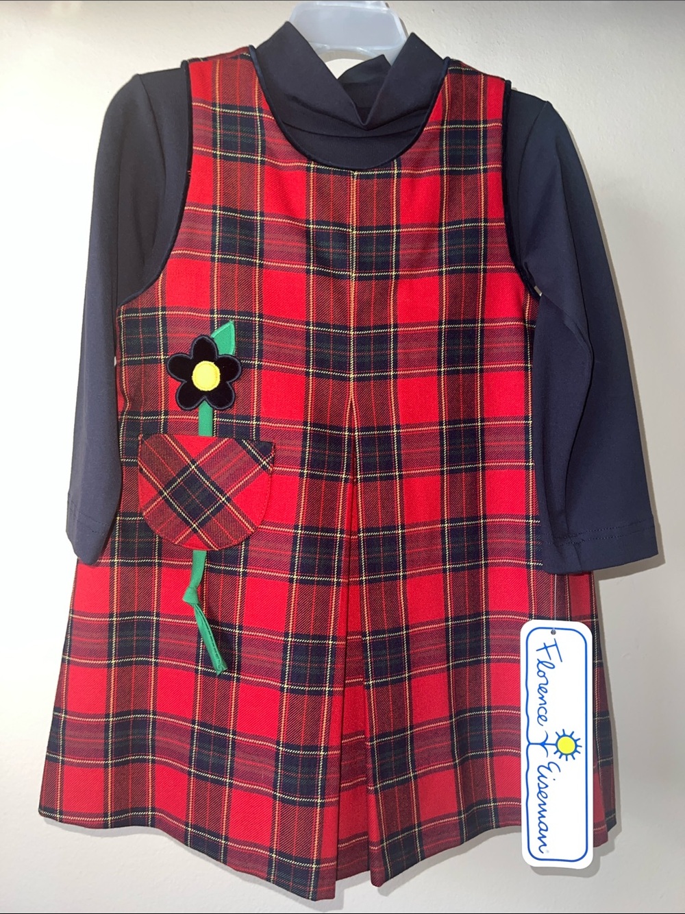 Vintage Classic Florence Eiseman Red and Black Tartan Plaid Dress 3T